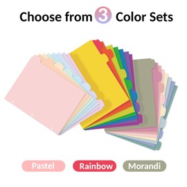 Sooez 8-Tab Durable Plastic Write & Erase Big Tab Dividers for 3 Ring Binder, Aesthetic Cute Pastel Binder Dividers for Student, Teacher, Office, Home Organizers, 1 Set, Pastel
