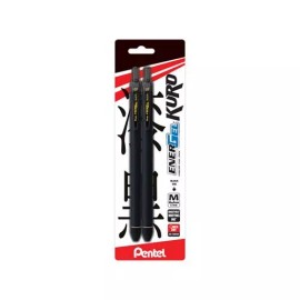 Pentel EnerGel Kuro Retractable Liq. Gel Pen 0.7mm Black 2/Pk Office School