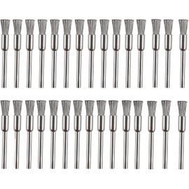 KEWAYO 30Pcs Stainless Steel Wire Brushes 1/5″(5mm) x 1/8″(3mm) Wire Brush Rust Paint Removal Bits Polishing Rotary Tools