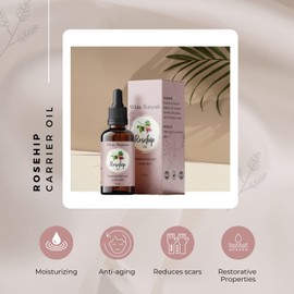 White Naturals- Aceite de semilla de rosa mosqueta orgánico, prensado en frío, sin refinar, 100% puro, humectante natural
