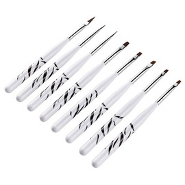 Nail brush 8-piece set KN-B3005, 1 set, white zebra / 네일브러쉬 8종 세트 KN-B3005, 1세트, 화이트 지브라