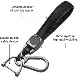 Nivofu Llavero de Coche de Piel con Estilo Fibra de Carbono, con en D Antiperdido Giratorio, Llavero Universal para Hombre y Mujer, Accesorio de Coche Ideal para Regalo de Cumpleaños y Negocios, Negro