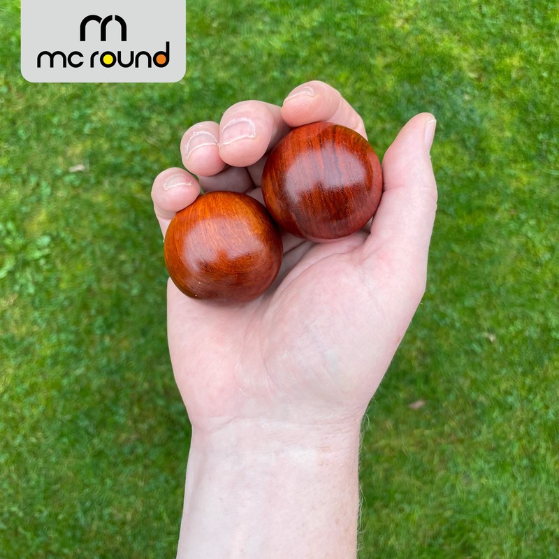 Two Elegant Maidu Wooden Balls 45 mm for Relaxing Hands