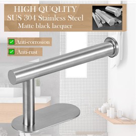 JOPOFI Toilet Paper Holder - Self Adhesive Toilet Paper Holder Wall Mount for Bathroom, SUS 304 Stainless Steel Command Strip Toilet Paper Roll Holder Stick On Wall, No Drilling - Brushed Nickel