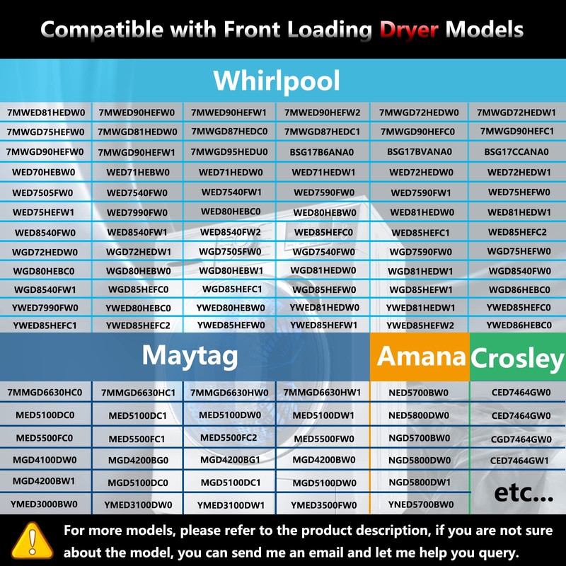 W10208415 Dryer Washer Door Hinge Compatible with Whirlpool/Amana/Maytag/Crosley Front Loader