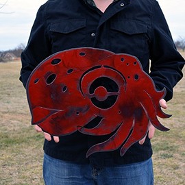 Wall hanging Squid - Decorative squid - Metal magnetic note board - Magnets included - Red Squid - Nautical decor - Business card holder