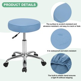 M METERXITY 2-Pack Bar Stool Covers Round, for 12-14 Inch Chair Waterproof PU Seat Covers with Elastic Bands for Bar Stool/Round Cushion [Blue-gray]