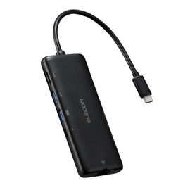 ELECOM USB-C Hub, Docking Station, 7-in-1, 100W Power Delivery (PD) Compatible, LAN Port, HDMI 4K60Hz, High-Speed Data Transfer 5Gbps, SD/MicroSD, Black DST-W02