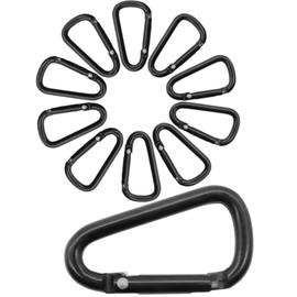 OUTDOOR SAXX® - 10 x Aluminium Carabiners, Mini Carabiner Hooks for Attaching Equipment to Backpack, Belt, Tent, Canoe, 4cm, All Black, 10 Pack