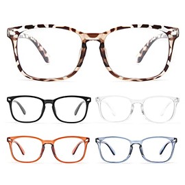 BLS 5 Pack Reading Glasses Blue Light Blocking, Fashion Square Nerd Computer Readers Anti UV/Eye Strain/Glare Women/Men (5 Pack Mix, 2.75)
