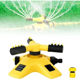 Gardena Lawn Sprinkler, 2025 Lawn Sprinkler for Even Watering, Lawn Sprinkler Large Areas, 360° Rotating Precision Nozzle Heads (with 4-Point Water Connection) (Yellow)