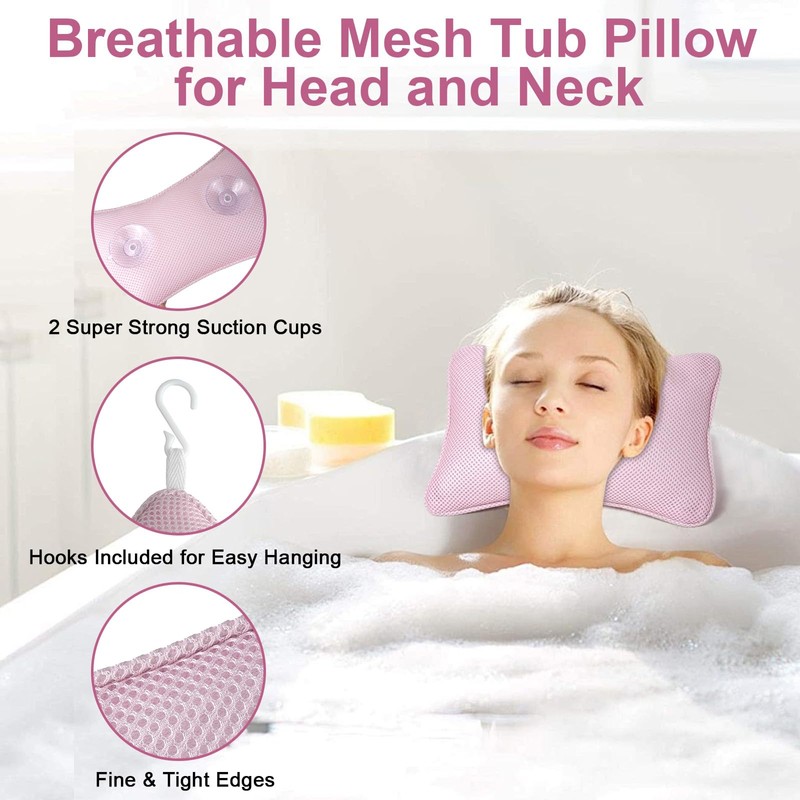 3D Bath Pillow for Bathtub - Breathable Mesh Tub Pillow