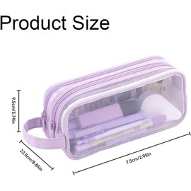 GINGER TECH Pencil Case Clear Mesh Pencil Pouch, Large Capacity Pencil Bag for Exam, 2 Compartment Pen Bag, Zipper Transparent Stationary Pen Cases for Student College Business Travel Office (Black)