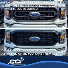 Coast to Coast International New Front Gloss Black 3pc Grille Insert Overlay For 2021-24 Ford F150 XL XLT