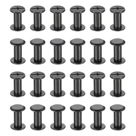 PATIKIL 24 Sets Chicago Screws, 12mm l Chicago Screws Phillips Binding Post Screw Bolts Leather Rivets Fasteners Connectors for Leather Belt Scrapbook Photo Albums, Black