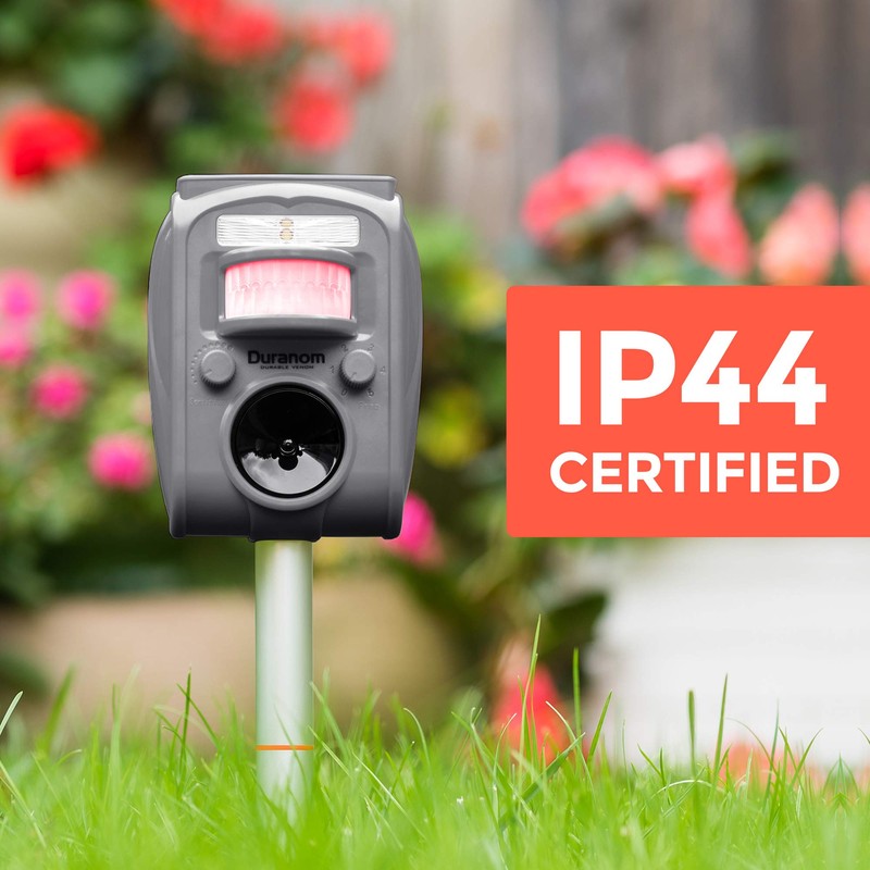 DURANOM Ultrasonic Animal Repeller – Solar Powered Outdoor Deterrent with