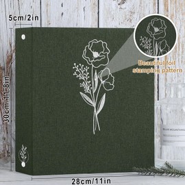 Lanpn 3 Ring Binder Scrapbook Photo Album with 8.5x11 Plastic Sleeves Green