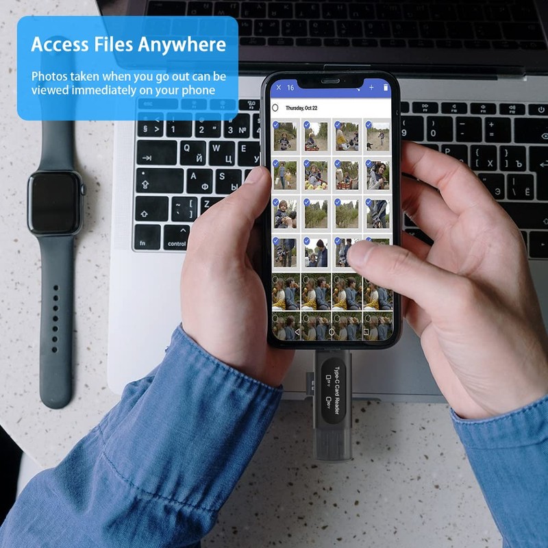 SD Card Reader, Seminer 4-in-1USB C/USB 2.0 Dual Slot OTG