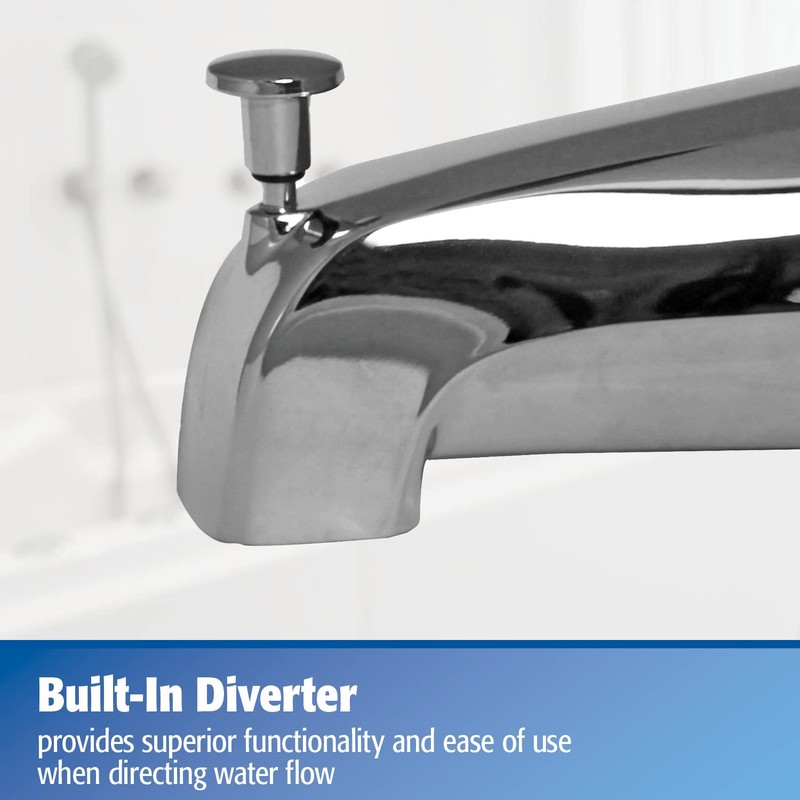 Plumb Pak PP825-35 Universal Bathtub Spout with Front Diverter, Brushed