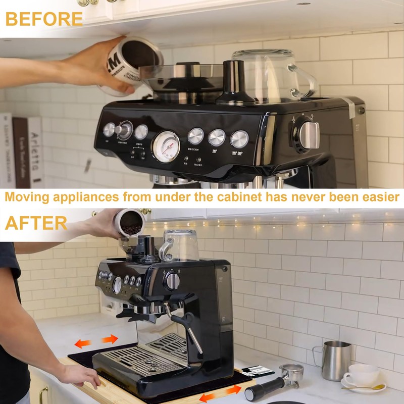 MinBoo Bamboo Appliance Slider,Sliding Tray for Coffee Maker, Kitchen Countertop