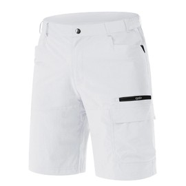 EKLENTSON Mens Shorts Outdoor Lightweight Stretch Hill Walking Cargo Shorts Breathable Safari Hiking Pants Multi Pockets,White,32