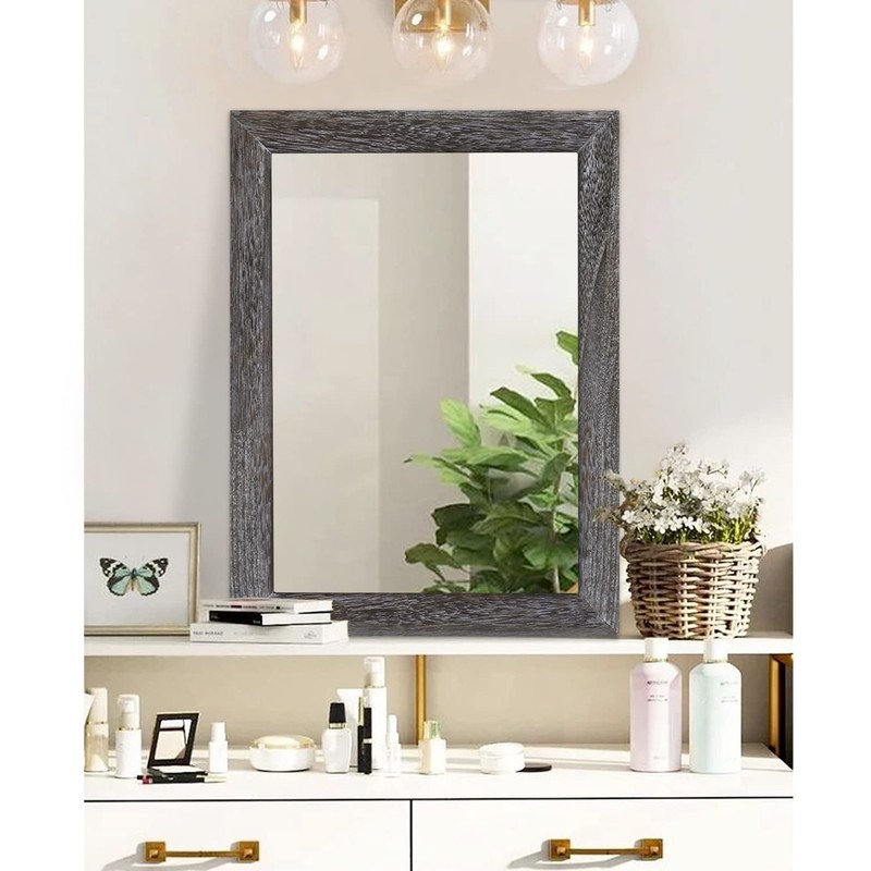 AAZZKANG Wall Mirror with Rectangle Wood Frame Large 26"x18" Rustic