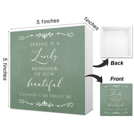 Spring Desk Decor Rustic Farmhouse Decoration Signs for Spring Wood Box Sign Home Office Desk Cubicle Shelf Decor Spring is a Lovely Reminder 5 x 5 Inch