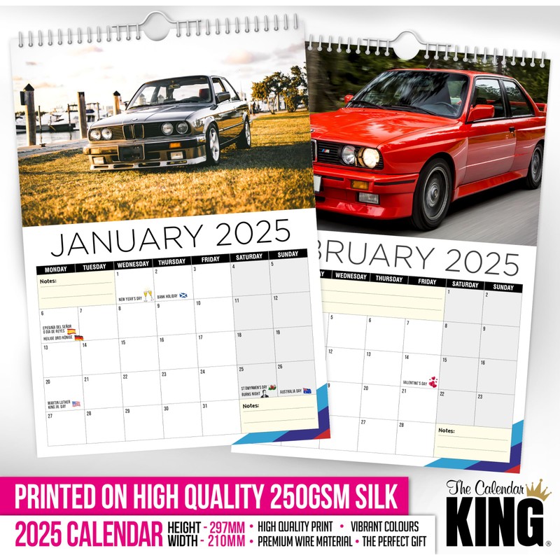 The Calendar King // Beemer e30-2025 Wall Calendar (Full Colour,
