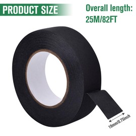 Azushwer Professional Black Electrical Tape 19mm x 25m, Wiring Harness Loom Insulating Tape, Strong Felt Wires Noise Damping Cable Looms Tape for Cars Auto Vehicle Motorcycle Cable Fixed