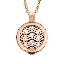 Quiges 70 cm Necklace Set Rose Gold Stainless Steel with Pendant and 25 mm Coin, Stainless Steel