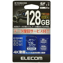 Elecom UHS-I U3 80MB s 128GB MF-FS128GU13V3R SDXC Card with Data Recovery Service Supports Video Speed Class