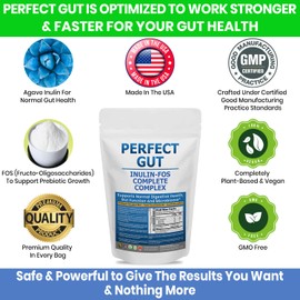 Perfect Gut: Inulin FOS Powder for Gut Health. Prebiotic Inulin. Unique Prebiotic 95% FOS Inulin Agave Fiber
