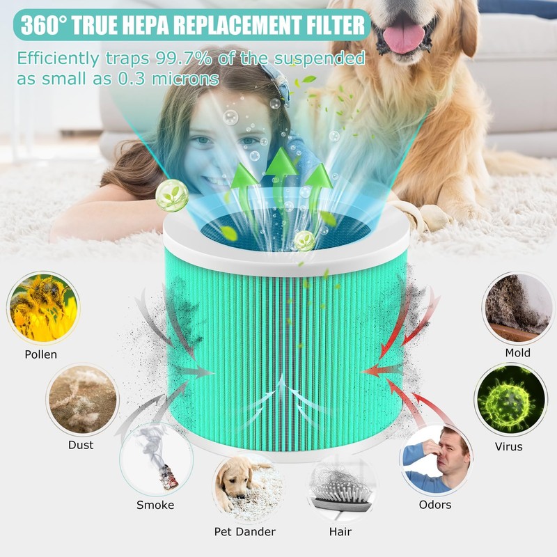 HY1800 H13 True HEPA Replacement Filter Compatible with MORENTO/CHIVALZ/Loytio/AYAFATO/Honeyuan/IOIOW HY1800