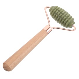 Healeved Jade Stone Face Roller - Wooden Handle Facial Massager Single Head Facial Roller For Skin Care And Eyes Neck Muscle Relax Home Or Travel Use