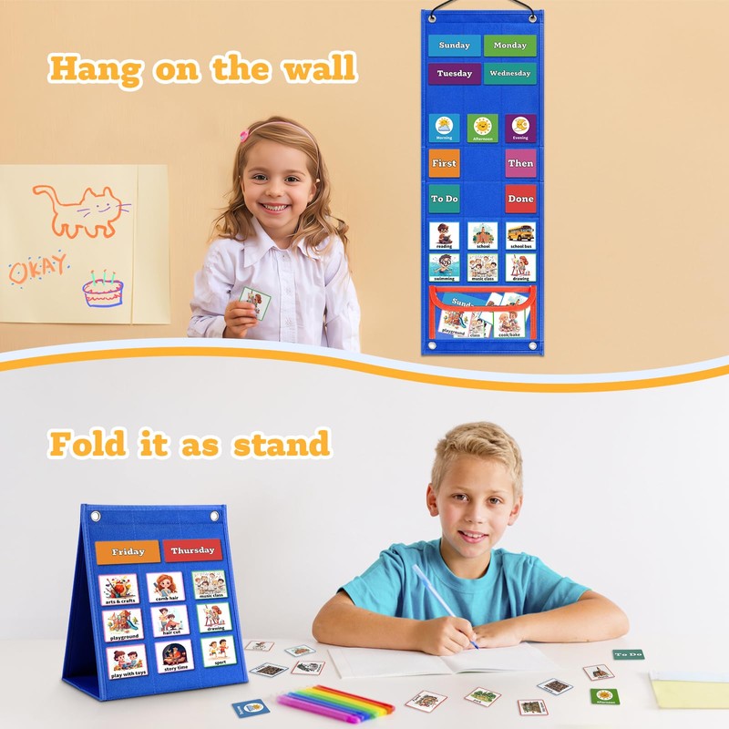 PITCOTT Visual Schedule for Kids Chore Chart，103 Daily Schedule Board