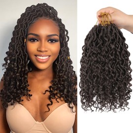 Vemet Goddess Locs Crochet Hair,12 Inch 9 Packs Synthetic Faux Locs Crochet Hair for Black Women,River Locs Hair Extensions Boho Style Pre looped Faux Locs with Curly Ends