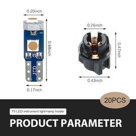 MOXRUQ 20 PCS T5 Led Bulbs Dash Lights, 37 74 2721 PC74 PC37 LED Bulb with Twist Lock Socket, 3030 Chips Super Bright Interior Dome Map Dashboard Indicator Instrument Panel Gauge Lamp (Pink)