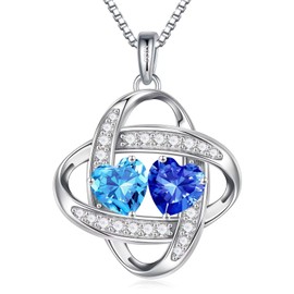 Iefil March September Birthstone Necklace Aquamarine Sapphire Birthstone Jewelry Birthday Gifts for Women Anniversary Necklace Gifts for Women Wife Birthstone Necklace for Her Mom Daughter