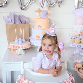 Two the Moon Space-Themed 2nd Birthday Hat and Decorations for Girls - Outer Space Party Supplies