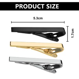 RENKE Men's Tie Clip Set - Classic tie clip for men - Includes Silver Black Gold Tie Clip - Elegant Accessories for Formal & Casual Occasions-Great Gift for Men