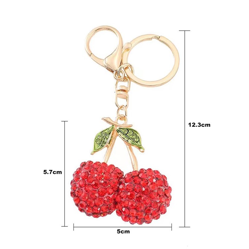Lutesa Key Chain, Sparkling Cherries, Alloy, 3D, Bag Charm, Keyring,