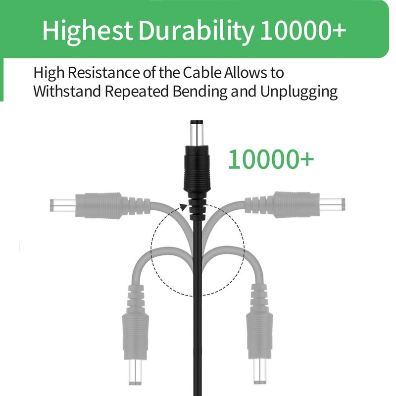 Security-01 2-Pack 1 to 3 Way DC Power Splitter Cable,
