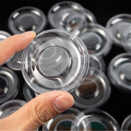 Paquete de 100 bandejas redondas transparentes de plástico para pestañas de visón para almacenamiento de pestañas, caja de embalaje vacía