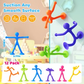 LESONG Quiet Fidget Toys for Kids: 12 Pack Bendable Sensory Toys with Suction Cups - Fidget Toys for Autism ADHD Calming Classroom Travel