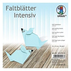 Ursus 3145531 - Faltblätter Uni intensiv, hellblau, ca. 15 x 15 cm, 65 g/qm, 100 Blatt, aus Plakatpapier, durchgefärbt, für kleine und große Origami Künstler, ideal für vielseitige Bastelarbeiten