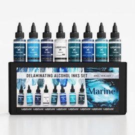 KAMENSKAYA Delaminating Alcohol Inks - Delaminating Ink Set 'Marine' - 8 pcs. 1 Fl Oz (30 ml) Each