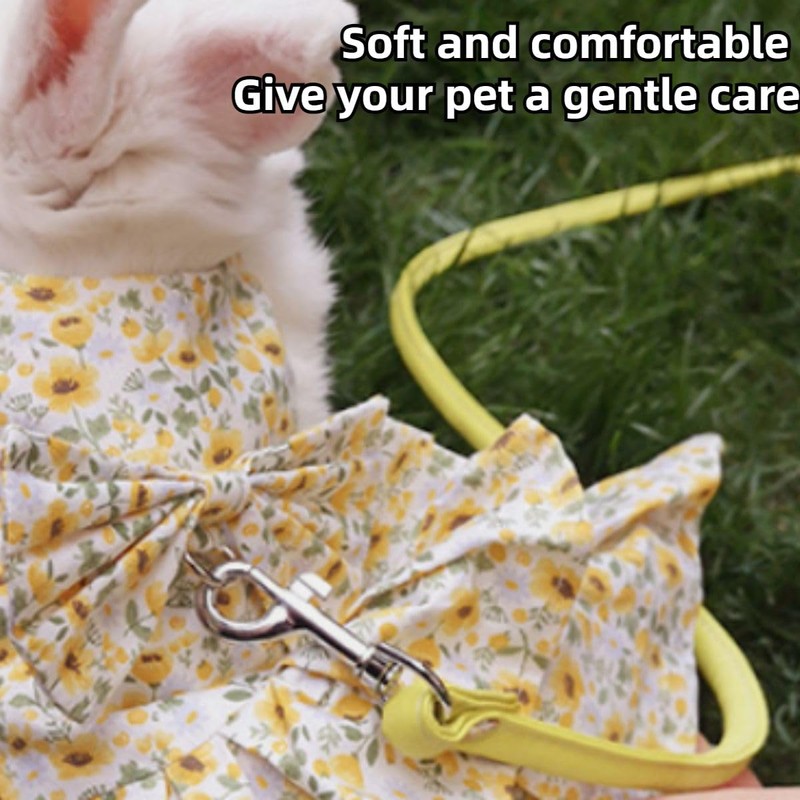 Rabbit Leash and Harness Set Adjustable Bunny Dress Clothes Outfit