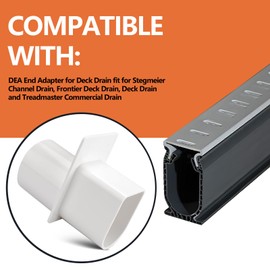DEA End Adapter for Deck Drain fit for Stegmeier Channel Drain, Frontier Deck Drain, Deck Drain and Treadmaster Commercial Drain, fit 1 1/2" schedule 40 pipe - White (2 Pack)