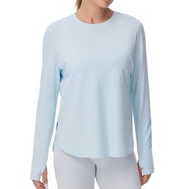 THE GYM PEOPLE Women's Long Sleeve Workout Shirts Lightweight Cotton Running Yoga Tops with Thumb Hole