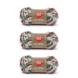 Red Heart Scrubby Jolly Yarn - 3 Packs of 85g - Polyester - 4 Medium (Comb) - 78 yards - Knitting/Crochet